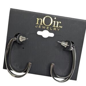 nOir Silver Tone Double Hoop Earrings